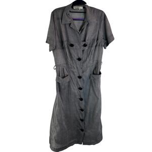 Vintage Bea Young Gingham Cotton Dress 16.5 | Short Sleeve Button Front USA